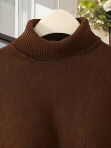 Modelyn Women's Turtleneck Poncho Sweater For Winter - Brown - View 3