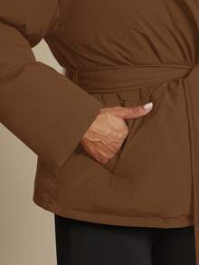 Silquee Women's Solid Color Minimalist Casual Long Sleeve Padded Coat - Brown - View 9