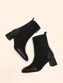 CUCCOO BASICS CUCCOO Women's Pointed Toe Tall/Mid-Calf Fashion Boots For Daily Wear - Black - View 10