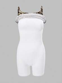 Nuvra 女式豹纹双层收腹吊带裙（带衬里），塑身衣紧身迷你连衣裙 - 彩色 - 查看 8