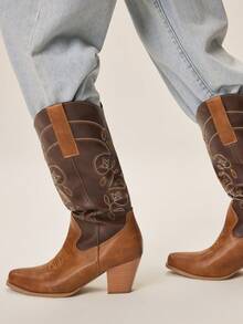 Styleloop 女士中筒靴，波西米亚风格，复古美式，波西米亚风，西部风，音乐节，派对，圣诞节，万圣节服装 - 棕色 - 查看 7