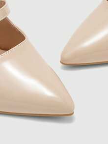 CUCCOO BIZCHIC Giày cao gót hở gót mũi nhọn màu mơ bóng, giày cao gót thời trang dành cho nữ, thích hợp để đi làm, hẹn hò, tiệc tùng, đám cưới - Màu be - Xem 7