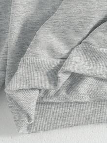 SHEIN 少女休闲韩流卡通印花连帽卫衣，时尚街头风套头卫衣，适合秋冬季穿着 - 灰色 - 查看 5