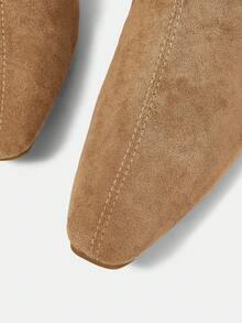 Styleloop Modische Retro-Kniehohe Stiefel mit verstecktem Keilabsatz für Damen - Aprikosenfarben - Übersicht 9