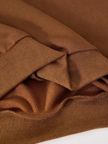 1 buah Sweatshirt Lengan Panjang Kerah Miring Kasual untuk Remaja Perempuan, Musim Gugur - Coklat - View 5