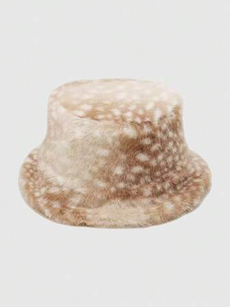 Goth 1 pièce Chapeau seau brun mignon et adorable texture de biche YK Millennium, style minimaliste et doux, convient pour l'école, les sorties décontractées, les rendez-vous, les voyages, un article chaud pour Noël