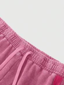 Manfinity EMRG 2 件套年轻男士街头风格简约棉质短袖 T 恤和阔腿裤，采用做旧雪花面料，休闲街头装，适合日常、休闲、时尚、街头风格，可作为节日礼物 - 粉色 - 查看 7