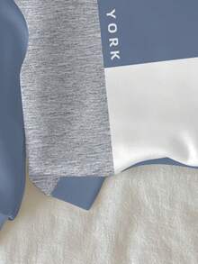 SHEIN 2 件套男婴彩色块字母印花圆领长袖上衣和裤子休闲装 - 彩色 - 查看 3