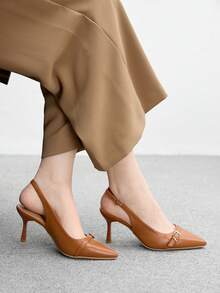CUCCOO BIZCHIC Sapatos de salto alto com bico fino femininos, stiletto sexy, para uso ao ar livre/deslocamento/festa/casamento/escritório, bege - Castanho - Ver 5