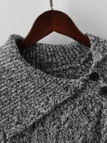 Franclia 休闲编织长袖套头针织毛衣，百搭 - 黑與白 - 查看 4