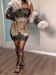 Slaydiva Nuevo lanzamiento de verano 2025, adecuado para fiesta de cumpleaños, vuelta al colegio, estilo campus, uso diario, casual, vacaciones, viajes en crucero, playa, tomar el sol, elegante, ir al trabajo, vestido mini con dobladillo de encaje y recorte de busto con estampado de leopardo, tirantes ajustables, vestido de verano para mujer - Multicolor - Ver 8