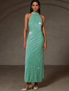 Aveloria Rosie Sexy Fitted Sequin Slit Sleeveless Party Dress