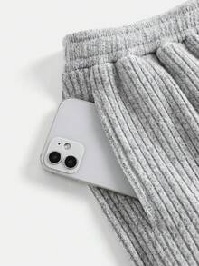 SHEIN Teen Girls Casual Loose Fit Low Waist Elastic Waistband Wide Leg Sweatpants, Suitable For Spring, Summer, Spring/Autumn/Christmas,Holiday/Famliy Day/Happy New Year - Grey - View 4