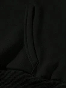 SHEIN 女士休闲字母印花落肩卫衣，秋冬款 - 黑色 - 查看 4