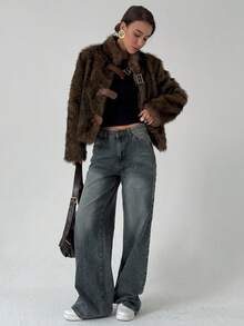 Aloruh Chaqueta de cuero con mangas largas de piel sintética, de moda para otoño/invierno - Multicolor - Ver 9