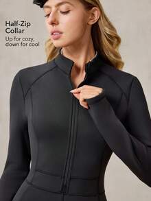 OutZeal 女士滑雪服户外连体裤冬季保暖滑雪服日常抓绒衬里喇叭裤腿前拉链带口袋 - 黑色 - 查看 2