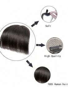Bigger Size Human Hair Air Bangs Natural Color Bangs Clip In Hair Extension Beginner Friendly - Natural Black - View 6