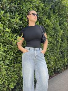 Nezia Cruz MOD Plus Size Patch Pocket Casual Versatile Loose Wide Leg Baggy Jeans - Medium Wash - View 3