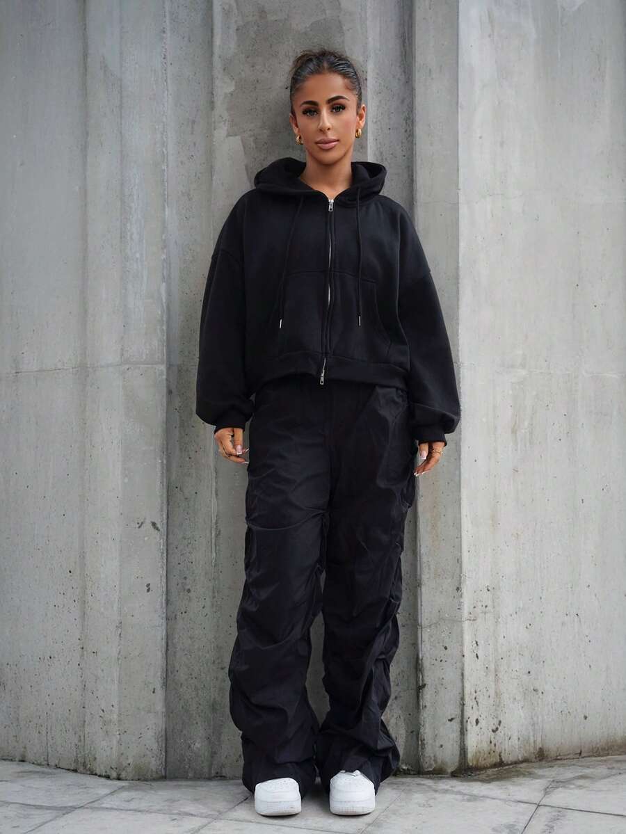 SAYEHFBABY Women Casual Side Drawstring Waist Parachute Cargo Pants - View 1