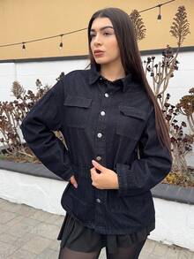 Andrea Bello 水洗牛仔口袋夹克 春季 90 年代 可爱 夏季 休闲 度假 节日 伊比沙岛 音乐节 音乐会 西部街头服饰 返校 秋季 冬季 纳什维尔绿洲 办公室工作