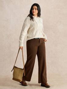 EMERY ROSE Suéter con capucha de manga larga de punto de cable, cómodo y casual para ir y venir - Albaricoque - Ver 7