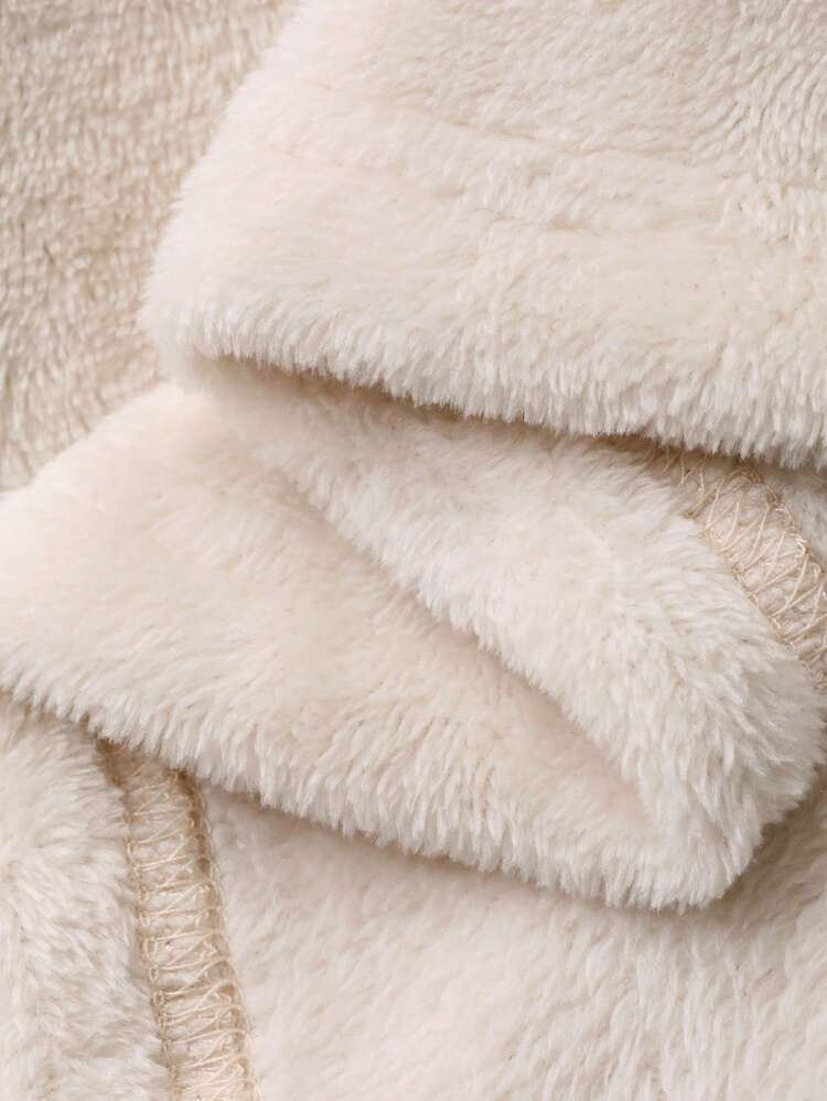 Men's Autumn/Winter Plush Fabric Puppy Pattern Patchwork Contrast Color Raglan Sleeve Top And Plaid Pants Fluffy Pajama Set Thermal Lined,New Year,Christmas, Cozy Clothes