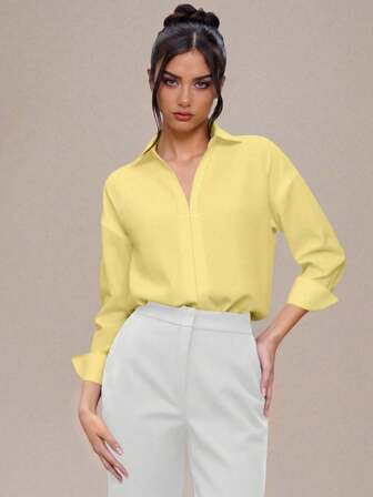 Cévolie Casual Versatile Solid Color Bodysuit