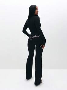 BABYPHAT Long Sleeve Zip Up Top With Script Print And Logo Detail For Casual Everyday Wear - Black - View 7