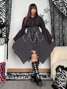 SHEIN Whyspr Vestido de estilo oscuro con bajo asimétrico talla grande - Multicolor - Ver 3