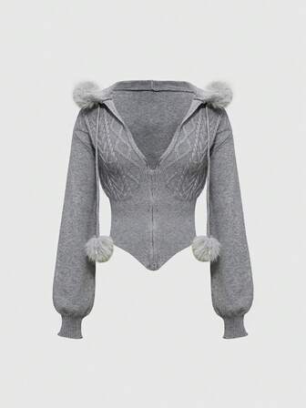 Kawaii Cardigan aderente casual in patchwork di pelliccia per donna, versatile per autunno/inverno