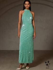Aveloria Rosie Sexy Fitted Sequin Slit Sleeveless Party Dress