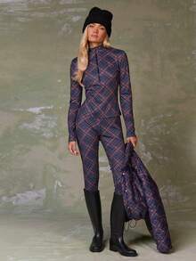 Athîral بدلة رياضية كاجوال للنساء مكونة من جاكيت سحاب وبنطلون مخطط