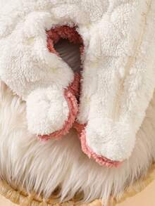 SHEIN Newborn Baby Adorable Rabbit Design Hooded Romper, Soft & Skin-Friendly Cartoon Jumpsuit For Baby Girls - Pink - View 7
