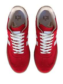 Tenis Casuales Unisex Estilo Samba Clásico Moda Urbana Retro Deportivo Suela Goma Antiderrapante Confort Diarios - Rojo - Ver 4