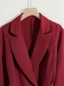 GlowEve 女装2025秋冬新款优雅通勤安可红日常长袖套装2件套 - 酒紅色 - 查看 5