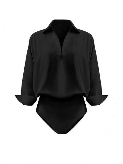 INAWLY Body de unicolor minimalista y versátil de moda para ir al trabajo