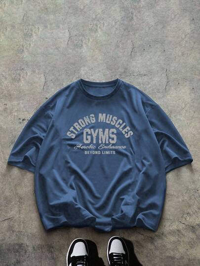 Sport MetroGents 男士休闲字母印花短袖运动T恤