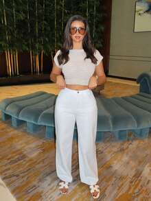 MDEdit New Fashionable Asymmetrical Shoulder Striped Top With Asymmetric Hem, Casual & Versatile, Figure Flattering Design In Apricot