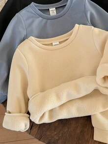 LMoss Kids 6件套男婴针织纯色圆领卫衣和裤子套装