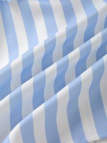 Joliand Joliand 1 Stück Mädchen elegantes City-Stil marineblau und weiß gestreiftes nautisches Grafik-Rüschendekor, luftige, bequeme ärmelloser Lässig Kleid, geeignet für Alltag, Reisen, Strand, Urlaub, Sommer - Verschiedenfarbig - Übersicht 3