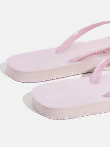 Women's Fashionable Glitter Pink Flat Flip Flops, Comfortable Sandals, Beach Shoes Suitable For Home, Vacation And More Occasions