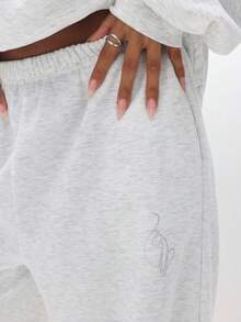 BABYPHAT 女式水钻装饰慢跑运动裤 - 休闲宽松休闲裤 - 淺灰色 - 查看 3