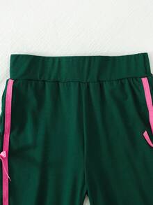 Tween Girls Casual Striped Collegiate Green Pants - Green - View 4