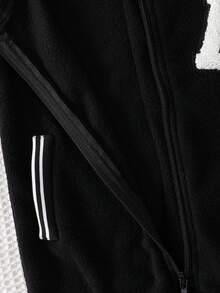 Baby Lässig Sport Patch Farbblock Reißverschluss Kapuzen Romper, bequemer Lässig Jumpsuit, geeignet für Babyjungen/-mädchen, geeignet für Herbst/Winter