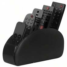 Soporte para control remoto con 5 compartimentos - Organizador de escritorio de cuero sintético PU para guardar controles de TV, DVD, Blu-Ray, reproductor multimedia, calentador, color negro