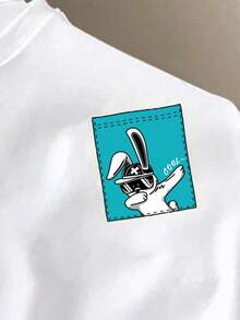 Manfinity Joysei 男士简约印花圆领短袖T恤 - 白色 - 查看 2