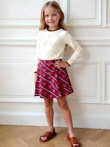 Joliand Joliand 1 件青少年女孩优雅学院风休闲都市可爱小狗印花蓝色圆领长袖 T 恤，适合外出、聚会、返校、秋冬