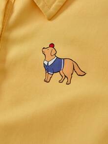 Joliand Joliand 1pc Tween Girls Elegant College Style Casual City Cute Puppy Decor Yellow Collar Long Sleeve Shirt Dress, With Blue & White Belt Included, Suitable For Outings, Gatherings, Back To School, Summer & Autumn Yellow Dress For Girls Tween Girl Dress Girls Collared Dress Girls Summer Dress Casual Dress For Girls Preppy Style Dress Tween Girls Dress Back To School  School  Clothes School Supplies Pet And Family Clothing ColorfulJoy Backtoschool - Yellow - View 9