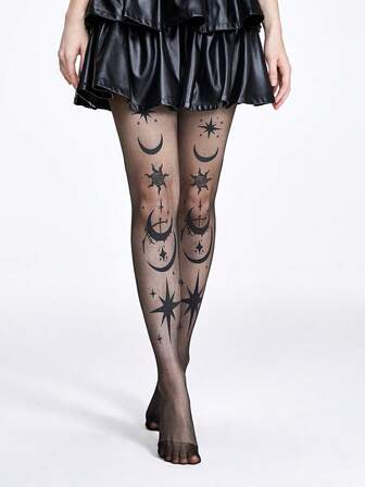Goth 1 20D Fashion Personalized Printing Stockings Women's Plus-File Plus-Size Panty Stockings