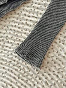 2pcs/Set Teen Girl Black Snowflake Embroidered Ribbed Knit Jumpsuit & Casual Retro Snowflake Jogger Pants Set